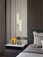 Aria Alabaster Pendant Light – Modern Brass LED Chandelier for Dining Room & Foyer