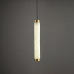 Aria Alabaster Pendant Light – Modern Brass LED Chandelier for Dining Room & Foyer
