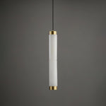 Aria Alabaster Pendant Light – Modern Brass LED Chandelier for Dining Room & Foyer