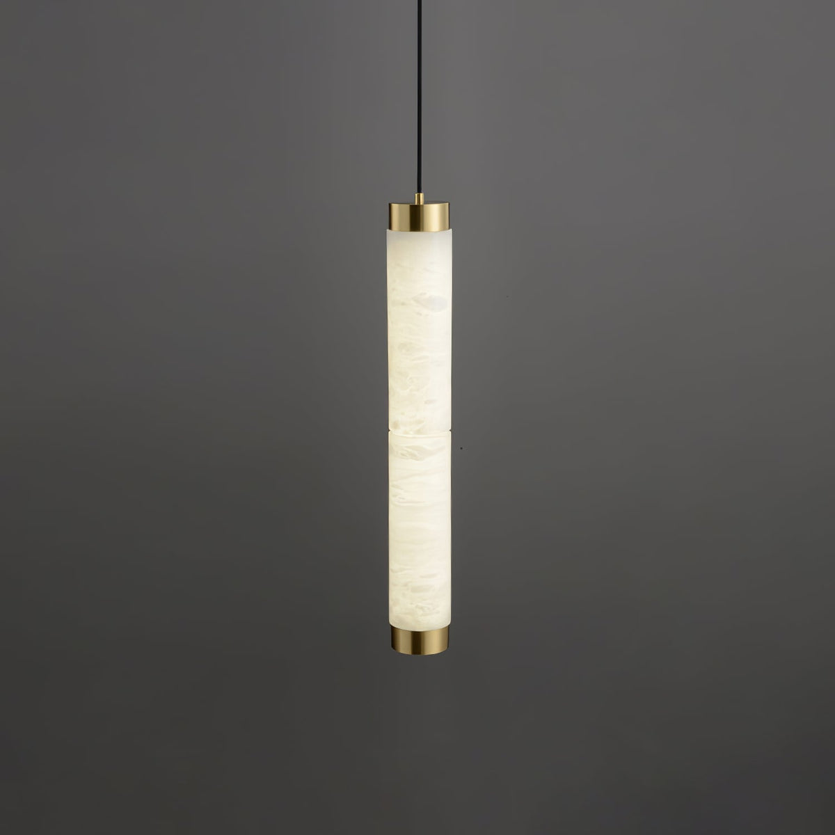 Aria Alabaster Pendant Light – Modern Brass LED Chandelier for Dining Room & Foyer