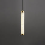 Aria Alabaster Pendant Light – Modern Brass LED Chandelier for Dining Room & Foyer