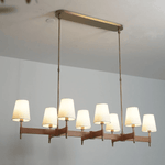 Arianna Leather & Brass Chandelier with Linen Shades, 6-Light