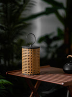 Arlette Solar Lantern Outdoor Lamp with Rattan Shade
