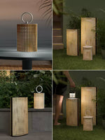 Arlette Solar Lantern Outdoor Lamp with Rattan Shade