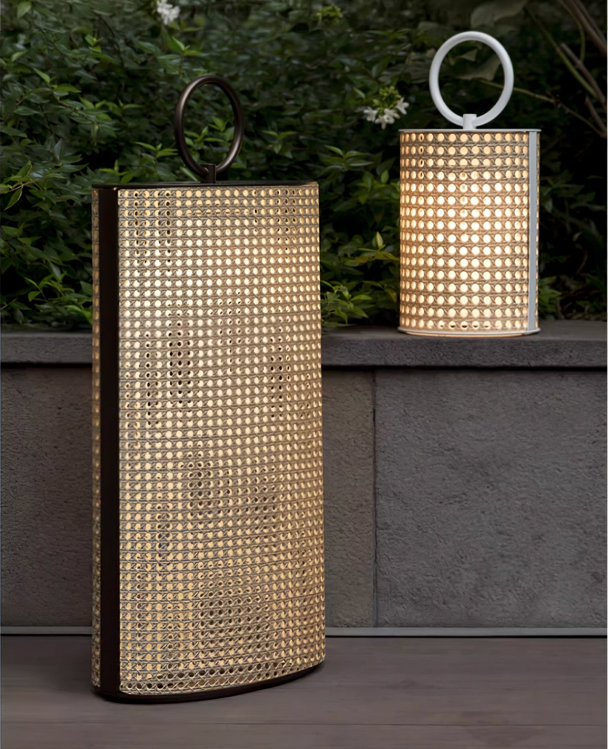 Arlette Solar Lantern Outdoor Lamp with Rattan Shade