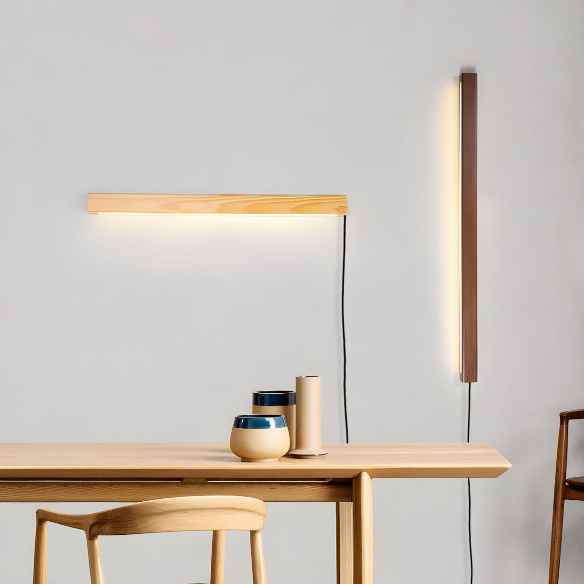 Arlo Wooden LED Wall Sconce – Plug-In Linear Light for Modern Interiors