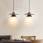 Arlo Travertine Pendant Light – Natural Stone & Walnut Dome