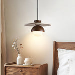 Arlo Travertine Pendant Light – Natural Stone & Walnut Dome