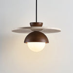 Arlo Travertine Pendant Light – Natural Stone & Walnut Dome