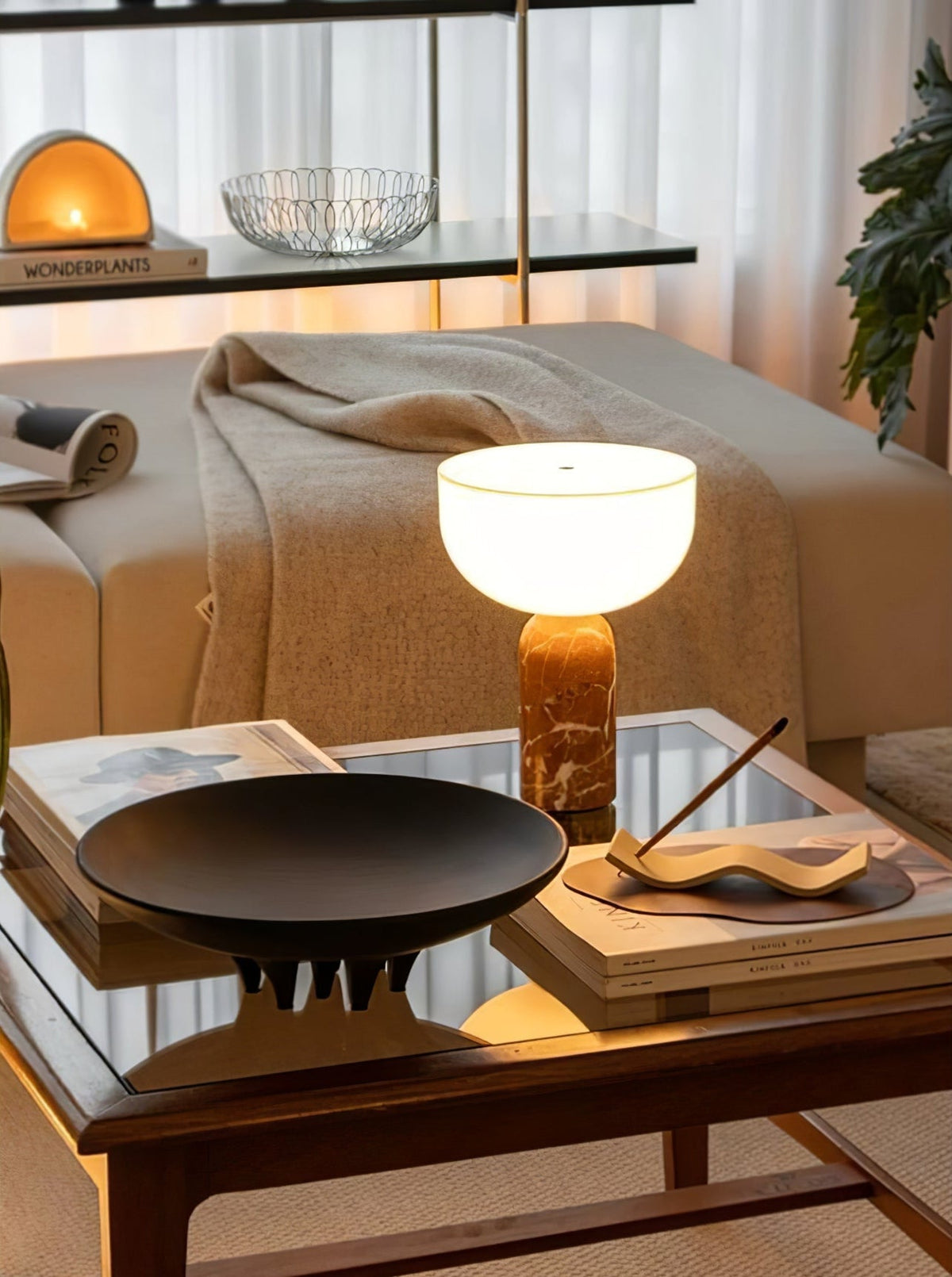 Arno Sphere Marble Table Lamp – Modern Sculptural LED Desk Light