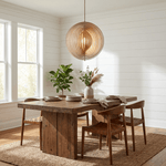 Arova Wood Pendant Light – Handcrafted Natural Wood Slat Lamp for Dining & Living Spaces