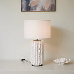 Arroyo Sculpted Ceramic Table Lamp with White Drum Shade