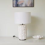Arroyo Sculpted Ceramic Table Lamp with White Drum Shade