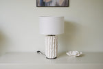 Arroyo Sculpted Ceramic Table Lamp with White Drum Shade
