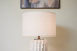 Arroyo Sculpted Ceramic Table Lamp with White Drum Shade