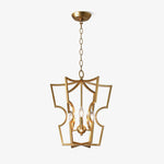 Brass Lantern Chandelier with Clear Glass Shades for Dining Room and Foyer