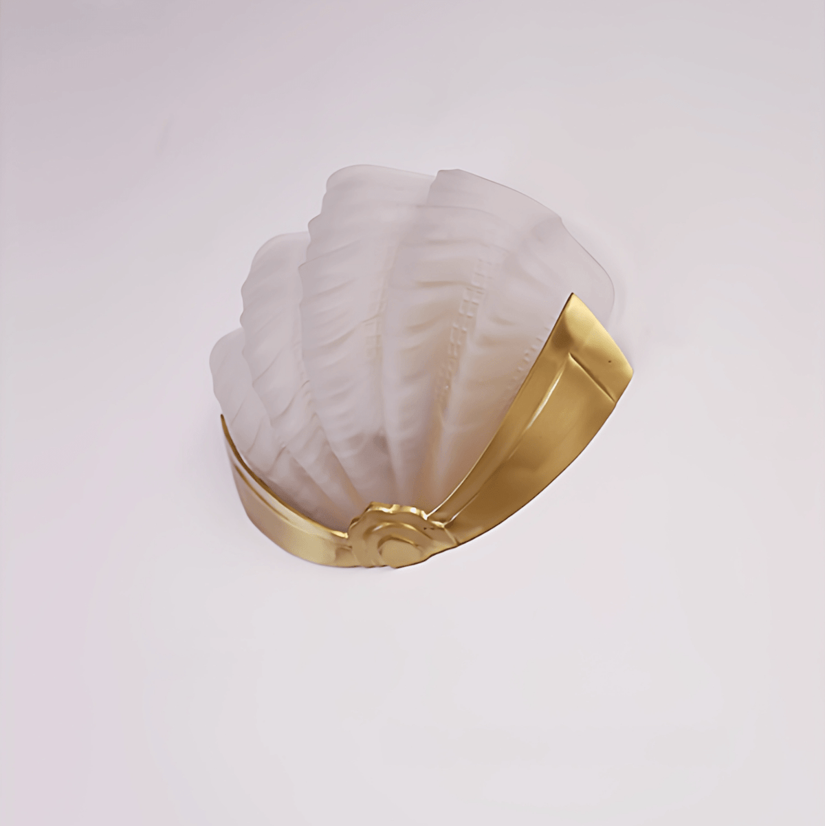Art Deco Scallop Wall Sconce in Seafoam Glass and Brass