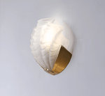 Art Deco Scallop Wall Sconce in Seafoam Glass and Brass