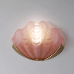 Art Deco Scallop Wall Sconce in Seafoam Glass and Brass