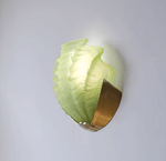 Art Deco Scallop Wall Sconce in Seafoam Glass and Brass