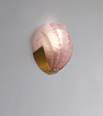 Art Deco Scallop Wall Sconce in Seafoam Glass and Brass