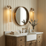 Art Glass Wall Sconce with Dual Mounting, Mouthblown Glass, Gold, Black, or Sand Nickel