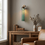 Art Glass Wall Sconce with Dual Mounting, Mouthblown Glass, Gold, Black, or Sand Nickel