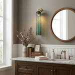 Art Glass Wall Sconce with Dual Mounting, Mouthblown Glass, Gold, Black, or Sand Nickel