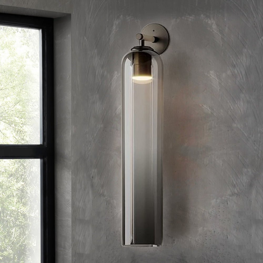 Art Glass Wall Sconce with Dual Mounting, Mouthblown Glass, Gold, Black, or Sand Nickel