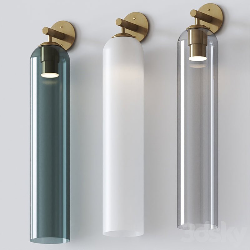 Art Glass Wall Sconce with Dual Mounting, Mouthblown Glass, Gold, Black, or Sand Nickel