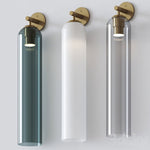 Art Glass Wall Sconce with Dual Mounting, Mouthblown Glass, Gold, Black, or Sand Nickel
