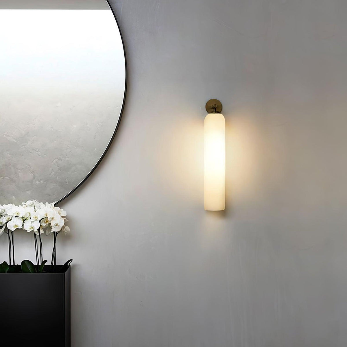 Art Glass Wall Sconce with Dual Mounting, Mouthblown Glass, Gold, Black, or Sand Nickel