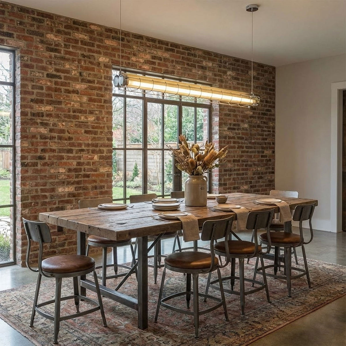 Linear Glass Chandelier with Integrated LED – Modern Kitchen Island Lighting