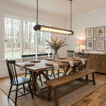 Linear Glass Chandelier with Integrated LED – Modern Kitchen Island Lighting