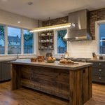 Linear Glass Chandelier with Integrated LED – Modern Kitchen Island Lighting