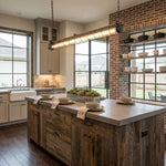 Linear Glass Chandelier with Integrated LED – Modern Kitchen Island Lighting