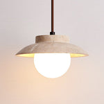 Artisan Arc Wall Sconce with Walnut Arm and Travertine Shade