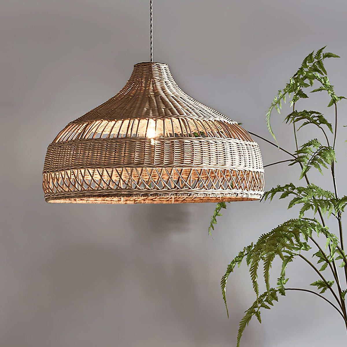 Artisan Rattan Dome Pendant Light – Natural Woven Shade for Modern Interiors