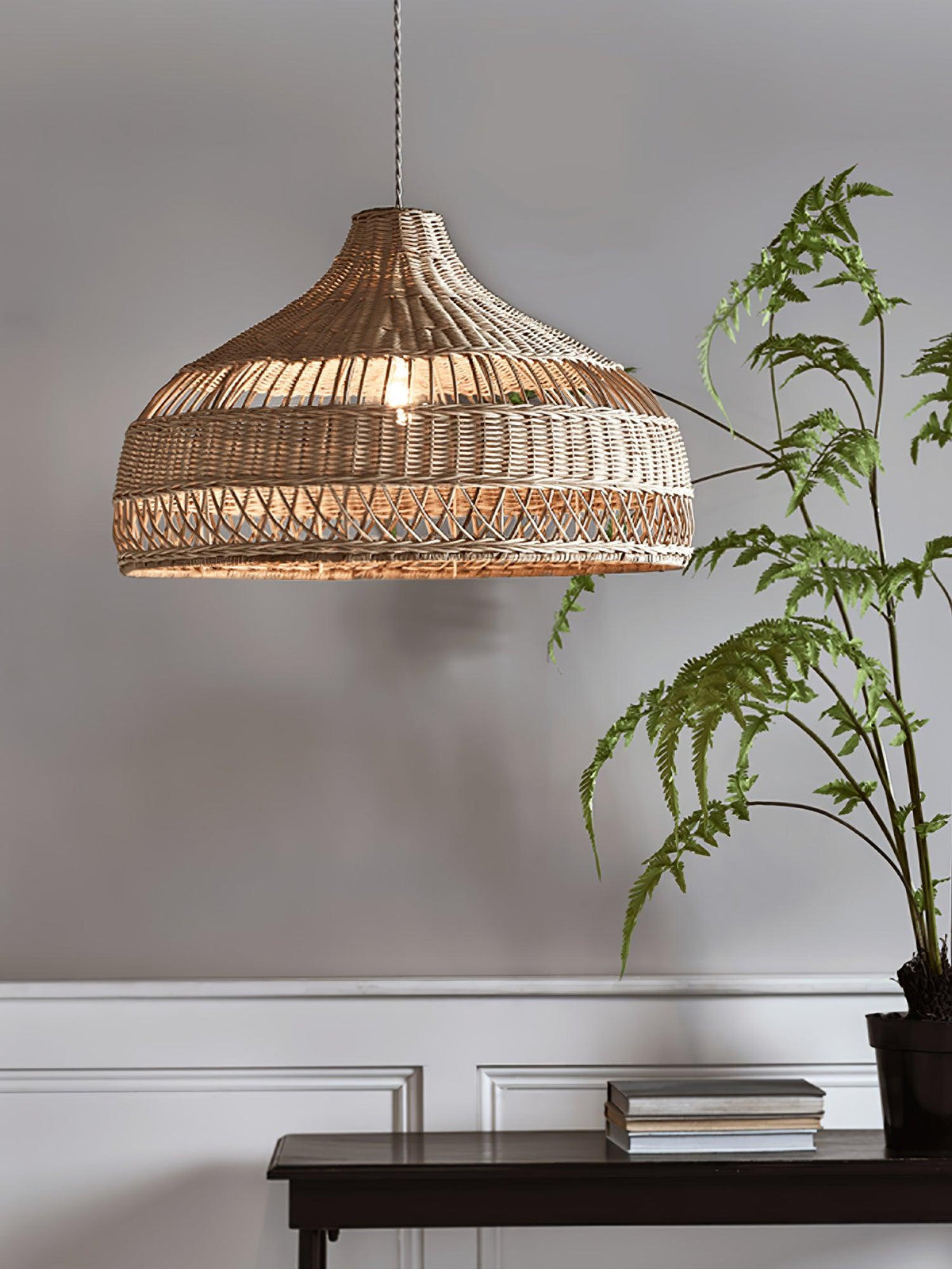 Artisan Rattan Dome Pendant Light – Natural Woven Shade for Modern Interiors