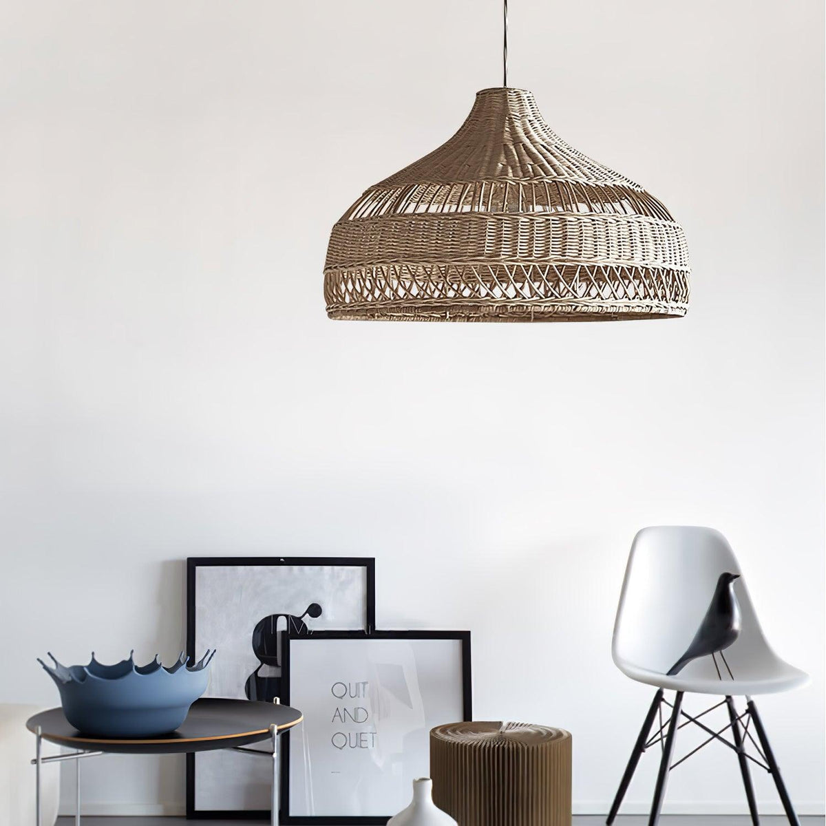 Artisan Rattan Dome Pendant Light – Natural Woven Shade for Modern Interiors