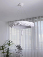 Artisan Carved Plaster Chandelier with Integrated LED – Modern Elegance for Dining and Living Spaces