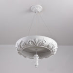 Artisan Carved Plaster Chandelier with Integrated LED – Modern Elegance for Dining and Living Spaces