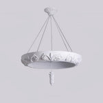 Artisan Carved Plaster Chandelier with Integrated LED – Modern Elegance for Dining and Living Spaces