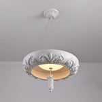 Artisan Carved Plaster Chandelier with Integrated LED – Modern Elegance for Dining and Living Spaces
