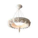 Artisan Carved Plaster Chandelier with Integrated LED – Modern Elegance for Dining and Living Spaces