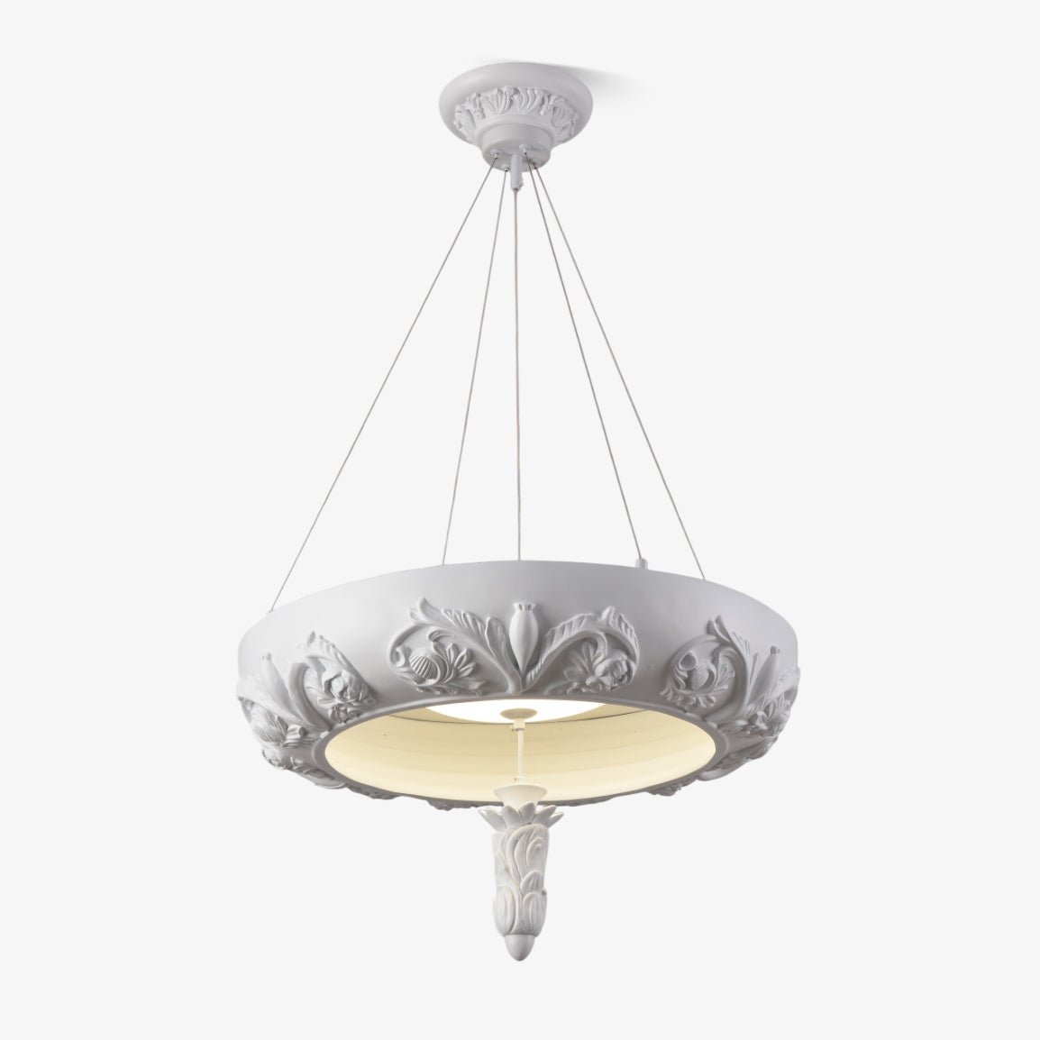 Artisan Carved Plaster Chandelier with Integrated LED – Modern Elegance for Dining and Living Spaces