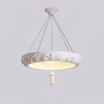 Artisan Carved Plaster Chandelier with Integrated LED – Modern Elegance for Dining and Living Spaces