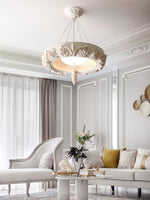 Artisan Carved Plaster Chandelier with Integrated LED – Modern Elegance for Dining and Living Spaces