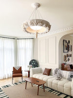 Artisan Carved Plaster Chandelier with Integrated LED – Modern Elegance for Dining and Living Spaces