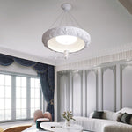 Artisan Carved Plaster Chandelier with Integrated LED – Modern Elegance for Dining and Living Spaces